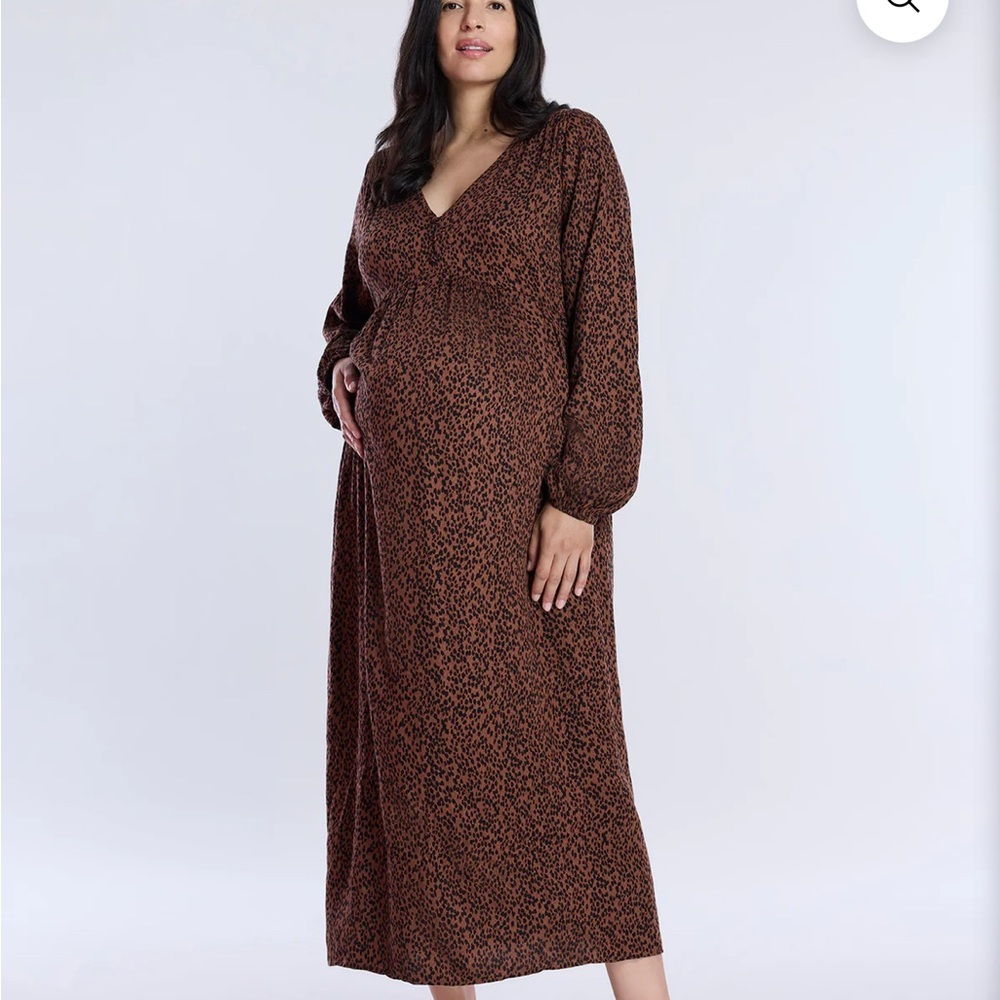 MOTHERHOOD MATERNITY Long sleeve maxi dress, leopard print, Size M, NWT